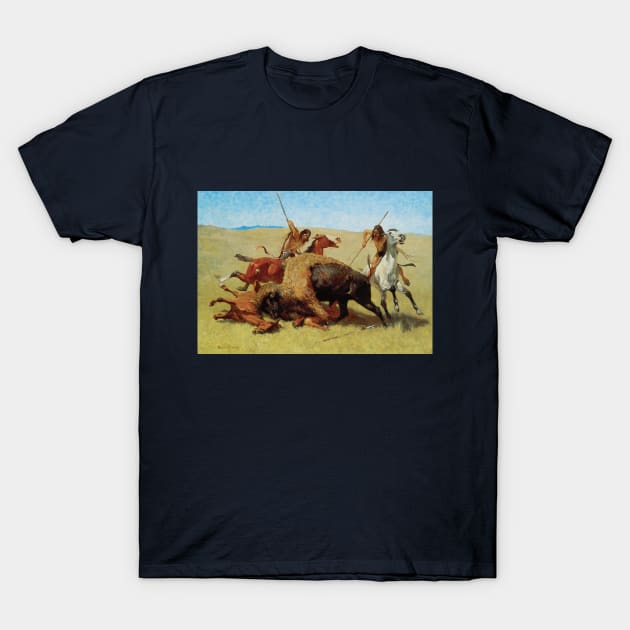 Buffalo Hunt by Frederic Remington T-Shirt by MasterpieceCafe